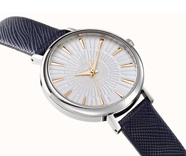 手表供应商-时尚银色纹理石英手表代工样品详情图2